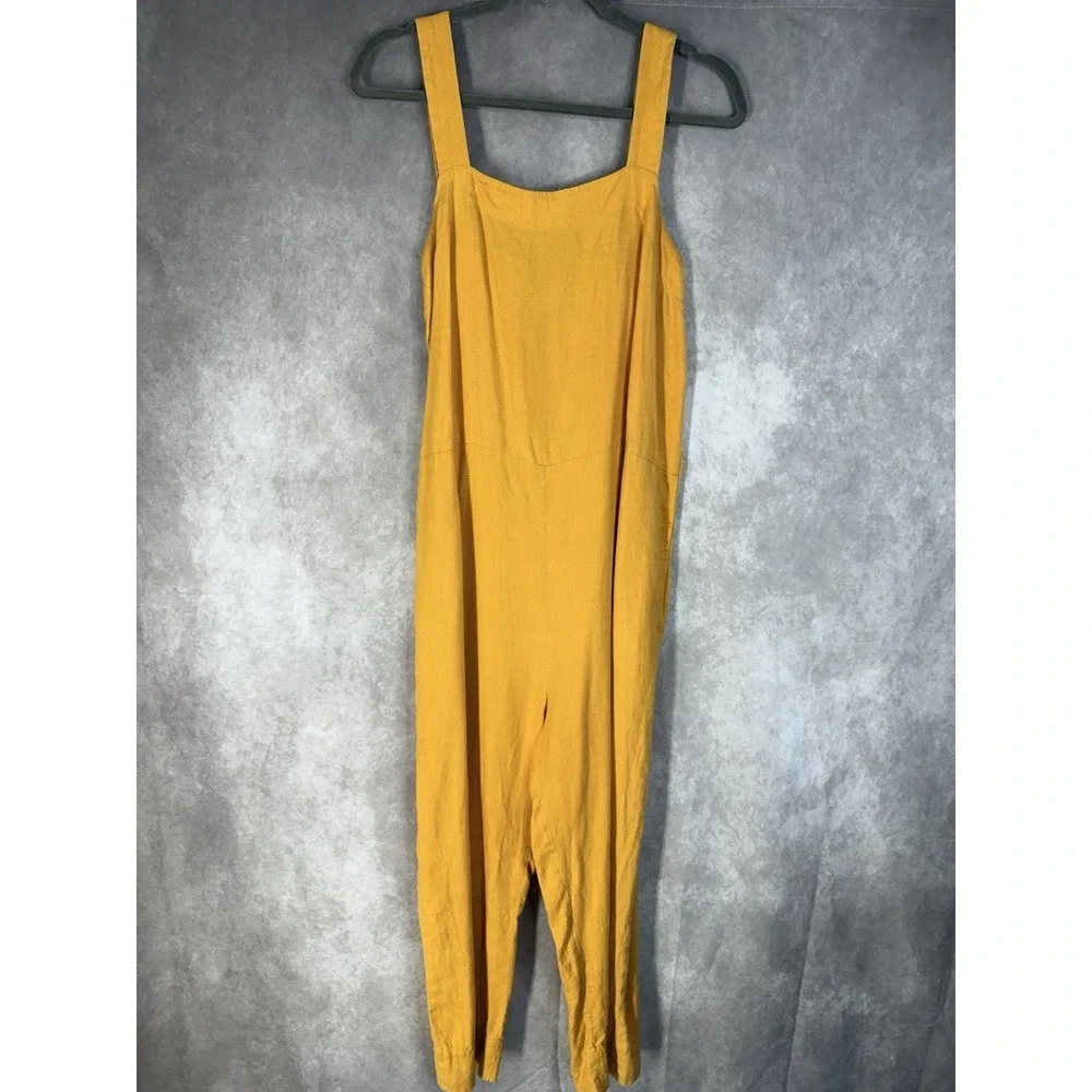 Everlane The Linen Square-Neck Jumpsuit In Goldenrod Yellow Women's Sz 10